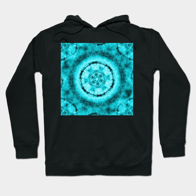 Sacred kaleidoscope in teal blue Hoodie by hereswendy